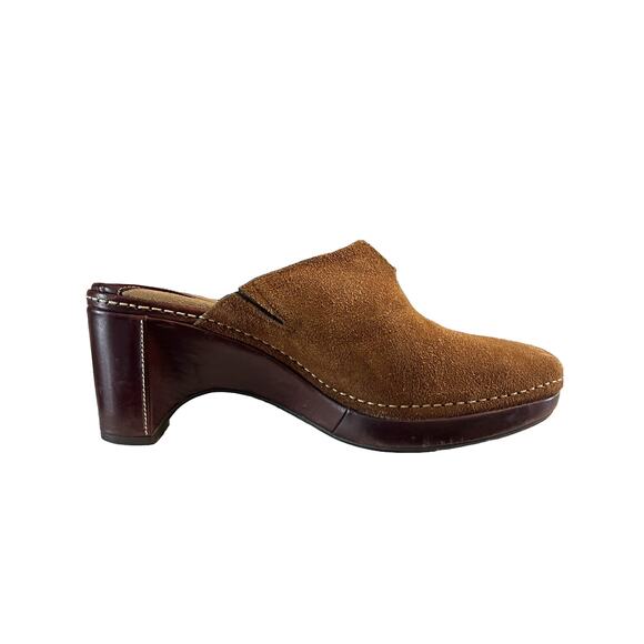 Cole Haan Country Suede Leather Clogs Size 7B Chunky Platform Slip On Mule - Picture 4 of 14
